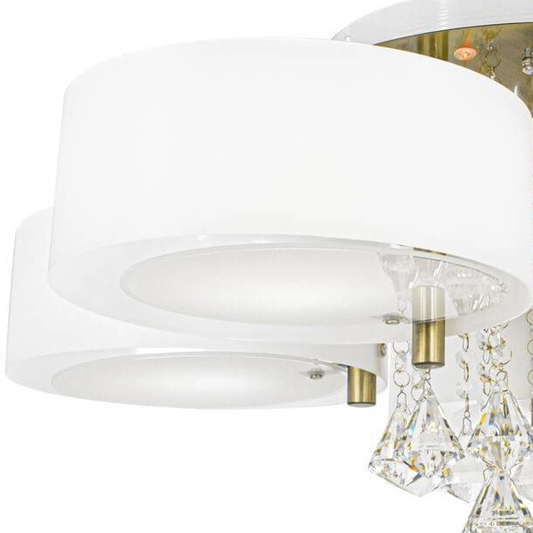 Glamour LAMPA sufitowa DRS8006/5 21QG Elem abażurowy plafon z łańcuszkami biały mosiądz
