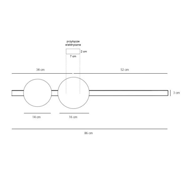 Kulista lampa ścienna GARDA 1099D podwójna do sypialni biała