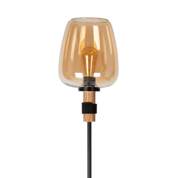 Szklana lampa podłogowa Ilona 45708/01/62 czarny bursztynowy