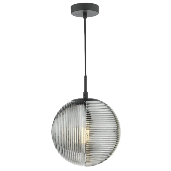 Kulista wisząca lampa Evander EVA0122 kula czarna przydymiona