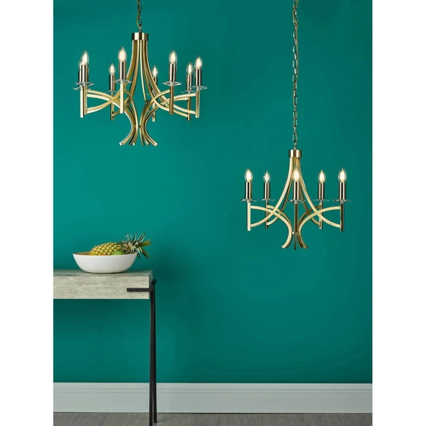 Żyrandol nad stół Lyon LYO0575 Dar Lighting kryształ mosiądz