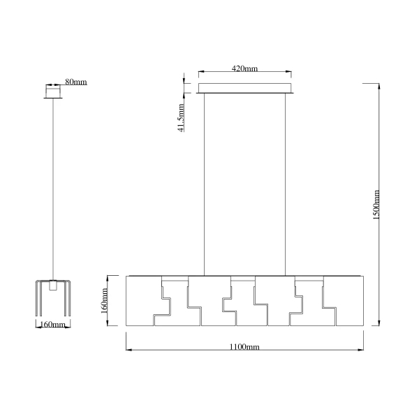 Wisząca lampa belka EVEREST brązowa P0678 1xLED 55W 3000K nad stół