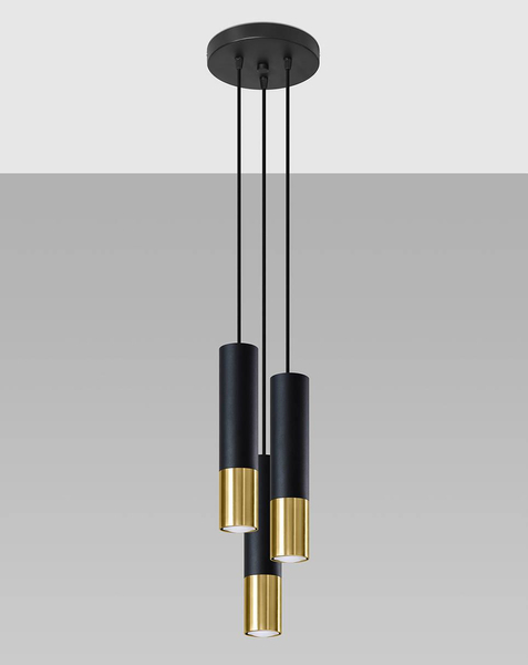 Lampa wisząca Loopez SL.0955 Sollux metalowe tuby kaskada czarna złota