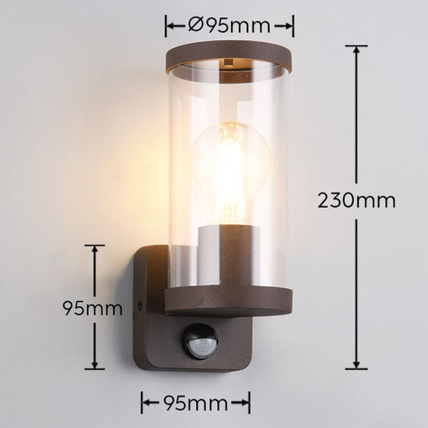 Przyścienna lampa tuba Bonito R21599124 IP44 czujnik brązowy