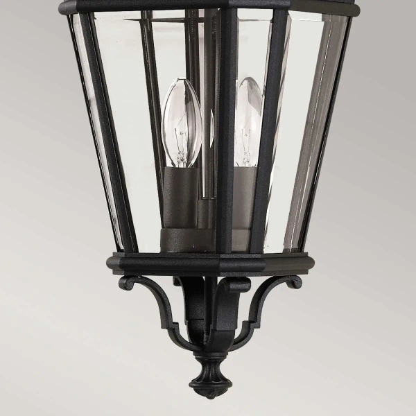 Zewnętrzna LAMPA wisząca Cotswold FE-COTSLN8-M-BK Elstead FEISS szklana OPRAWA industrialna latarenka zwis IP23 czarny przezroczysty