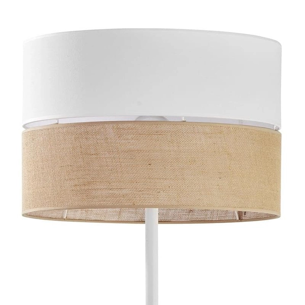 Podłogowa lampa jutowy klosz Linobianco 5241 TK Lighting brązowa biała