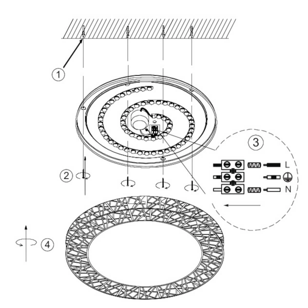 Okrągły plafon na pilota Cluster R67321102 LED 40W 2700-6500K czarny biały