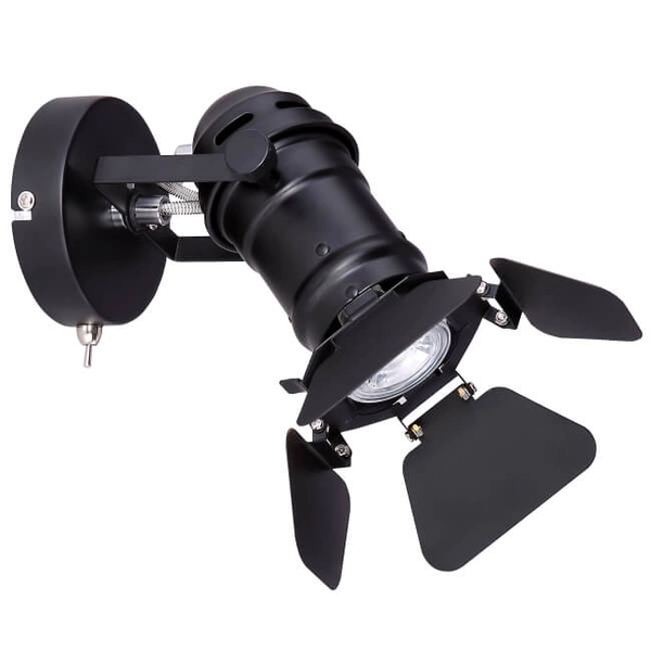 Industrialny kinkiet ścienny Egon 54650-1B reflektor filmowy czarny