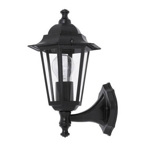 Ogrodowa lampa na ścianę VELENCE 8204 szklana IP43 czarna przezroczysta