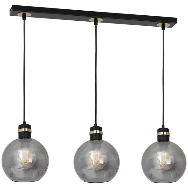 Loftowa LAMPA wisząca OMEGA MLP6531 Milagro okrągła OPRAWA szklany ZWIS kule na listwie czarne przezroczyste