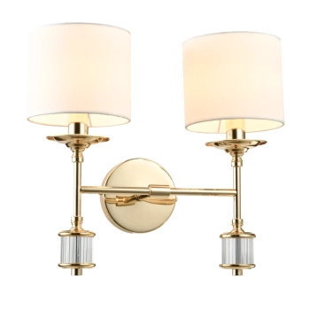 Kinkiet ścienny modernistyczny SUTTON elegancki mosiężny metalowy szklany 2p W02415AU-WH