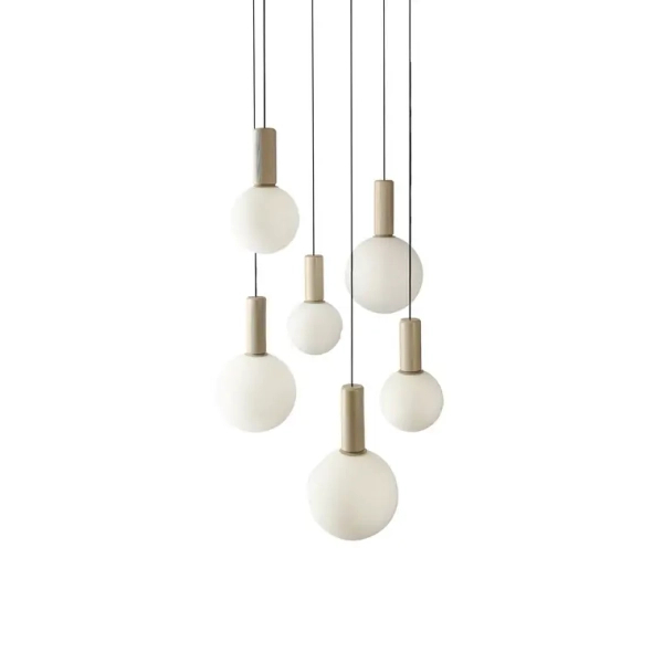 Wisząca lampa molekułowa TESTA beżowa biała 36-50915 6xG9 kulista