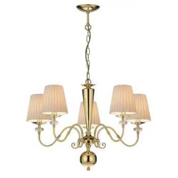 Łańcuchowa lampa wisząca Lilosa 8679 abażurowa mosiądz beżowa