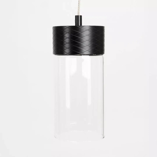 Podłużna lampa wisząca FUSION P0640 LED 7W 3000K szklana czarna