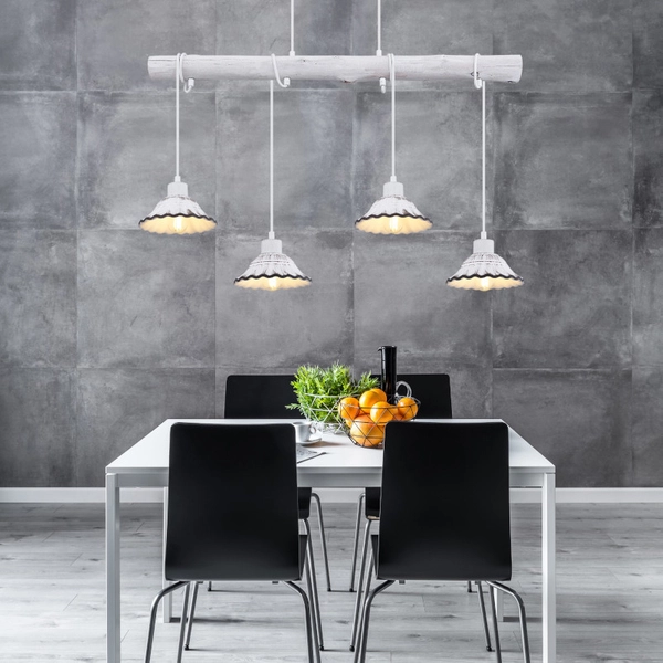 Prowansalska LAMPA wisząca JOWITA 54050-4H Globo metalowa OPRAWA zwis shabby biały czarny