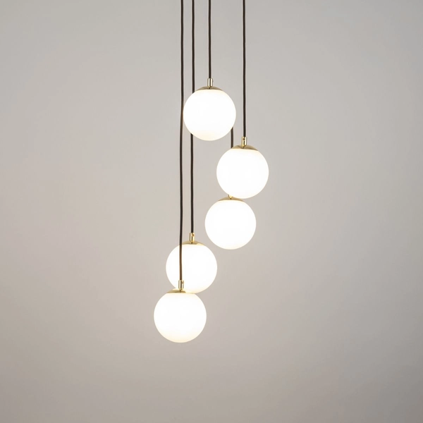 Kaskadowa lampa wisząca Piano 33659 Sigma kule balls białe czarne mosiądz