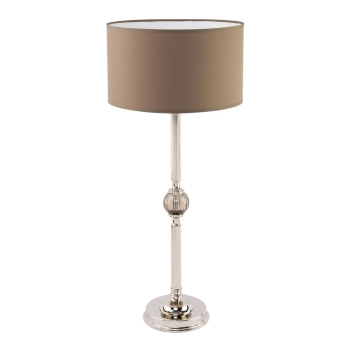 Szklana lampa nocna Tivoli TIV-LG-1 (N) z abażurem brązowa nikiel