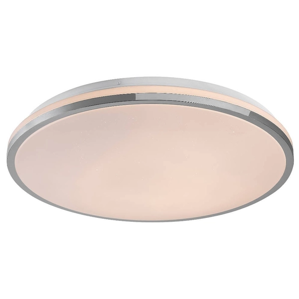 Minimalistyczna LAMPA sufitowa LINDEN 3478 Rabalux okrągły plafon LED 50W 3000K - 6500K z pilotem chrom biały