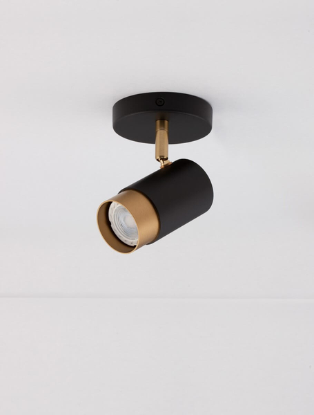 Sufitowa lampa regulowana Cayes tuba do salonu czarna złota
