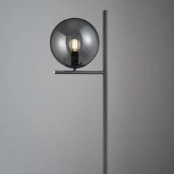 Stojąca LAMPA podłogowa PURE 402000142 Trio modernistyczna OPRAWA szklana kula grafitowa przydymiona