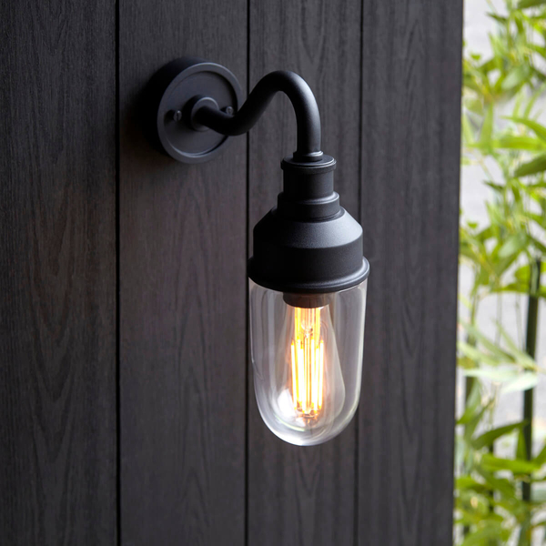 Metalowa lampa elewacyjna L&-195886 IP44 czarny przezroczysty