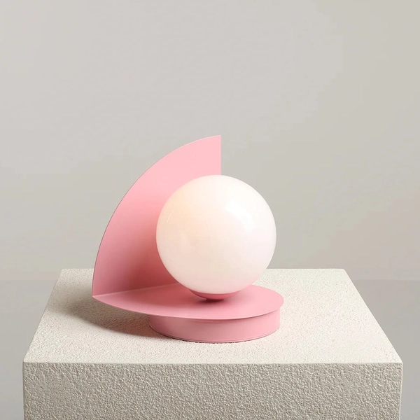 Lampka na szafkę nocna Una 1125B18 Aldex szkło metal kulista stołowa różowa