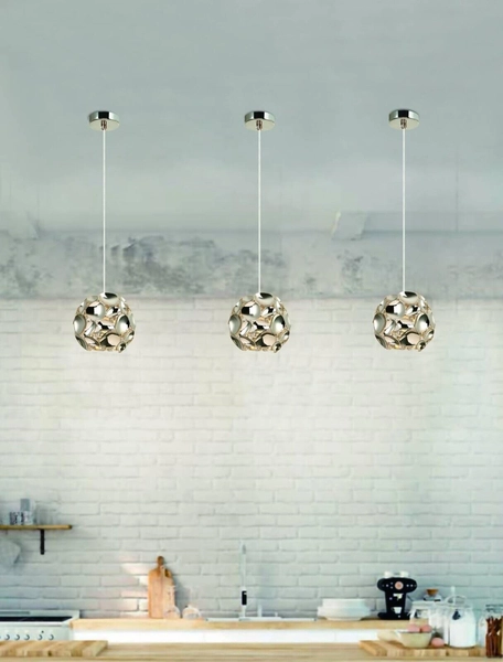 Dekoracyjna lampa wisząca Carera OR80179 okrągła chrom