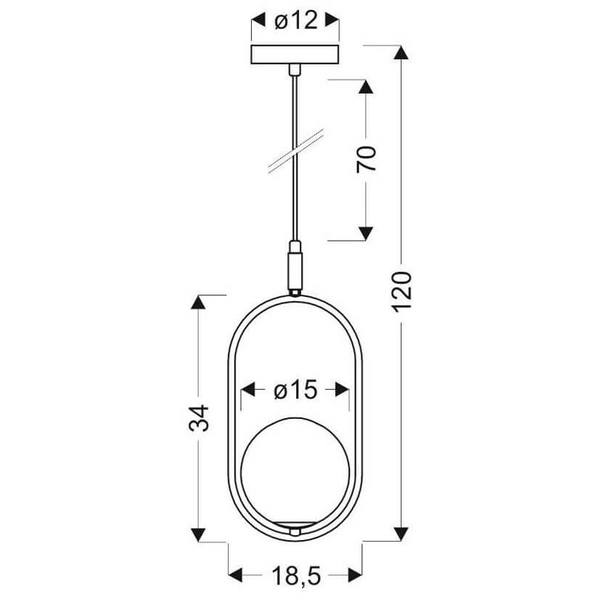 Czarna lampa wisząca Cordel szklana kula frame do sypialni