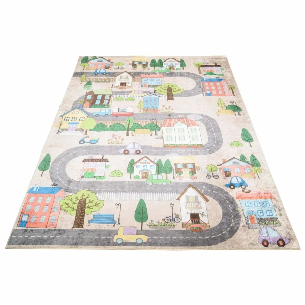 Prostokątny dywan do pokoju dziecięcego Serpentyna 322999 auta kolorowe