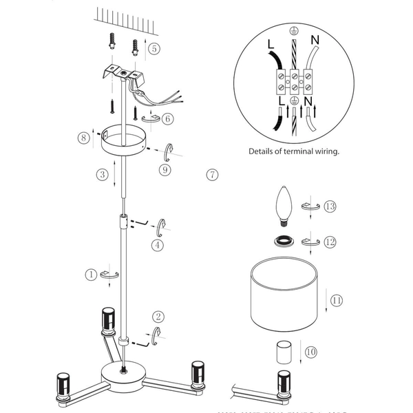 Wielopunktowa lampa wisząca Daley 60257 Endon abażury biały srebrny