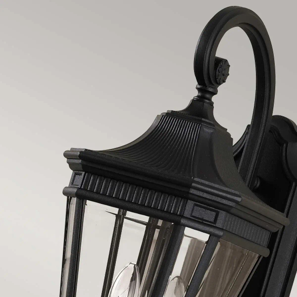 Zewnętrzna LAMPA elewacyjna Cotswold  FE-COTSLN2-M-BK Elstead FEISS ogrodowa OPRAWA szklany kinkiet retro IP44 czarny przezroczysty