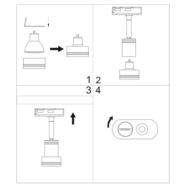 Tuba do szynoprzewodu STORM LP-733/1R BK reflektorek do szyny 1 - fazowej czarny