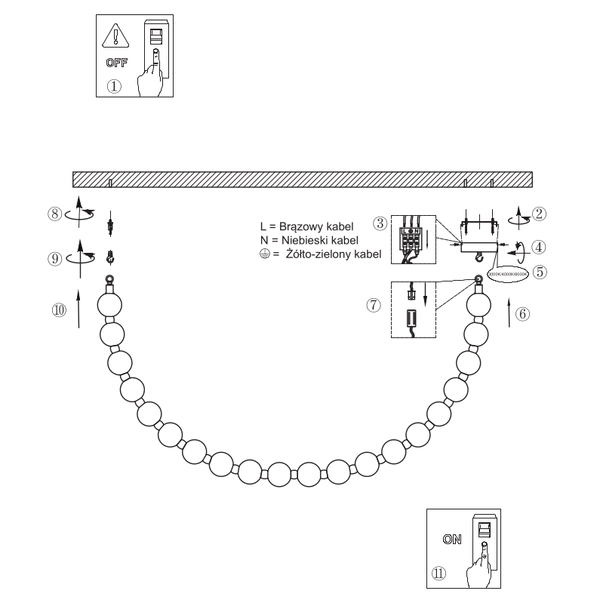 Lampa wisząca kulista Dorado LP-002/2M CCT LED 3000-6000K biała złota