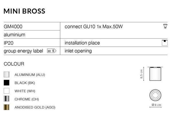 Spot LAMPA sufitowa AZ1757 natynkowa OPRAWA metalowa DOWNLIGHT tuba chrom