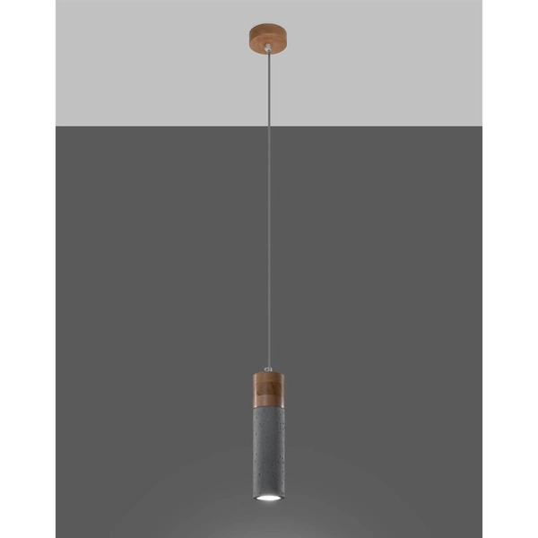 Betonowa lampa wisząca SL.0965 szara tuba do przedpokoju