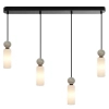 Liniowa lampa wisząca Santos PND-95331-4-BK nad wyspę szara biała czarna