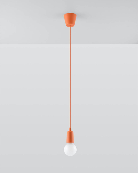 Wisząca LAMPA industrialna SL.0584 OPRAWKA na żarówkę ZWIS kabel przewód pomarańczowa