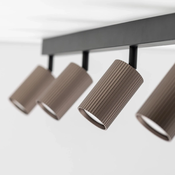 Ryflowana sufitowa lampa Tune 16149 tubki na podsufitce brązowy