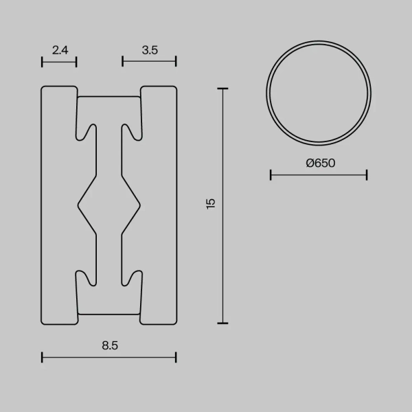 Obręcz szyna magnetyczna 0,65m Flarty TRX154-R-D650-BS metalowa mosiądz