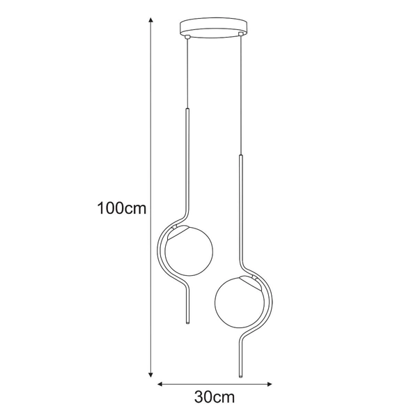 Podwójna lampa wisząca Vela K-5337 kule szklana metalowa bursztynowa czarna