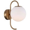 Ścienna LAMPA modernistyczna GELA WL-5500-1-HBR Italux metalowa OPRAWA szklana kula KINKIET ball mosiądz biała
