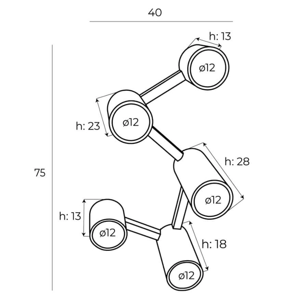 Sufitowa lampa wielopunktowa Laxer C0230 Maxlight tuby biały czarny