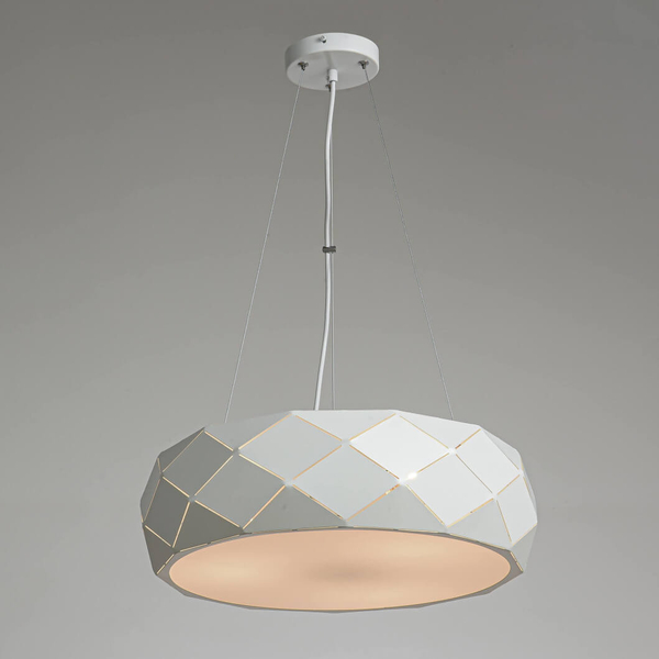 LAMPA wisząca REUS LP-8069/1P WH Light Prestige geometryczna OPRAWA okrągła zwis metalowy biały