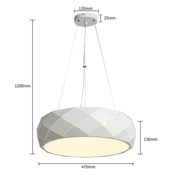 LAMPA wisząca REUS LP-8069/1P WH Light Prestige geometryczna OPRAWA okrągła zwis metalowy biały