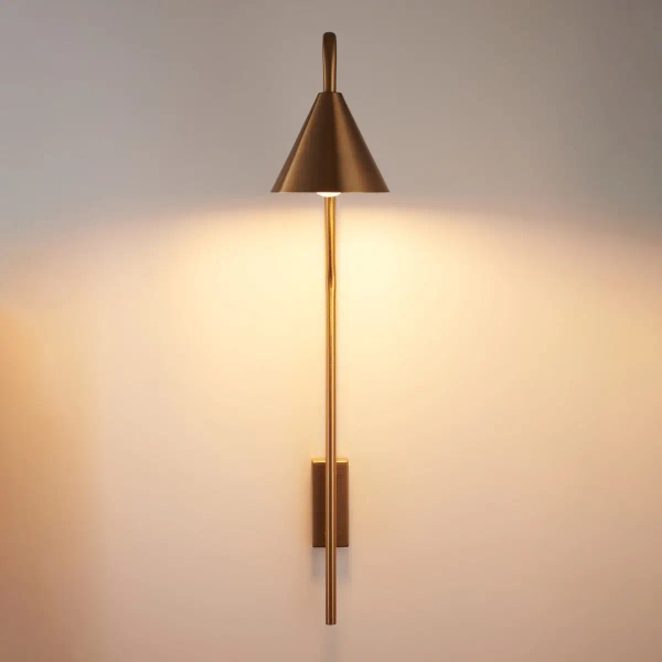 Metalowa lampa ścienna PRIMO gold ST-8538 gold do biura stożek złoty