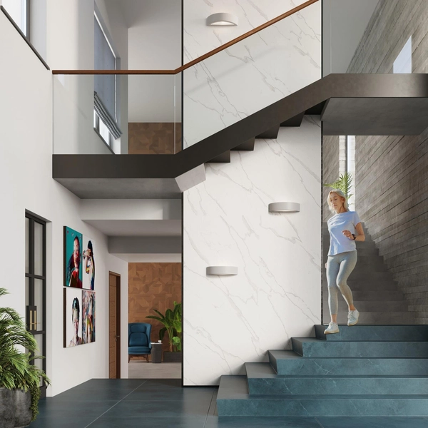 Ceramiczna LAMPA ścienna SL.0873 półokrągła OPRAWA kinkiet szary