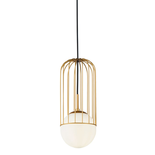 Druciana LAMPA wisząca TELFORD P362PL-01G Maytoni modernistyczna OPRAWA szklana kula zwis złoty biały