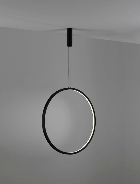 Okrągła lampa wisząca AUTLAN LE42773 do przedpokoju LED 48W czarna