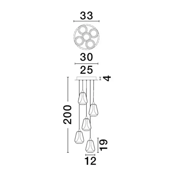 Ledowy nowoczesny żyrandol RORIZNO LE45114 LED 40W 3000K czarno złota