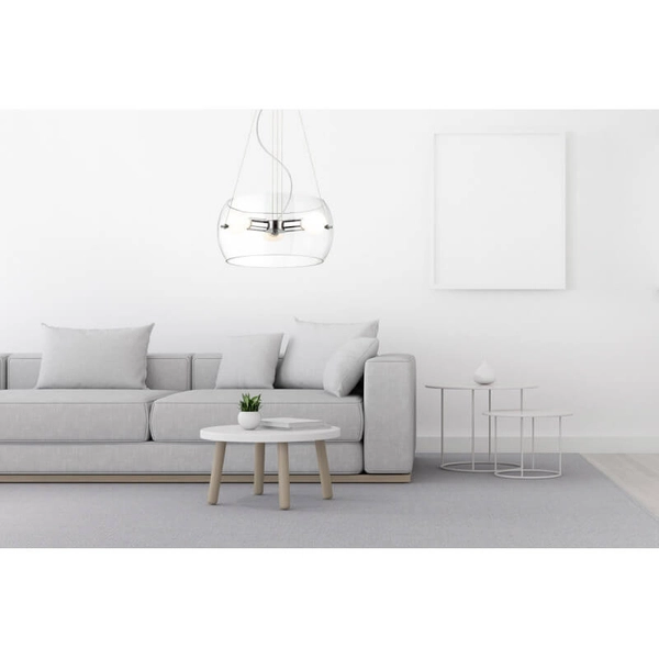 Okrągła lampa wisząca Lemio szklana do sypialni chrom